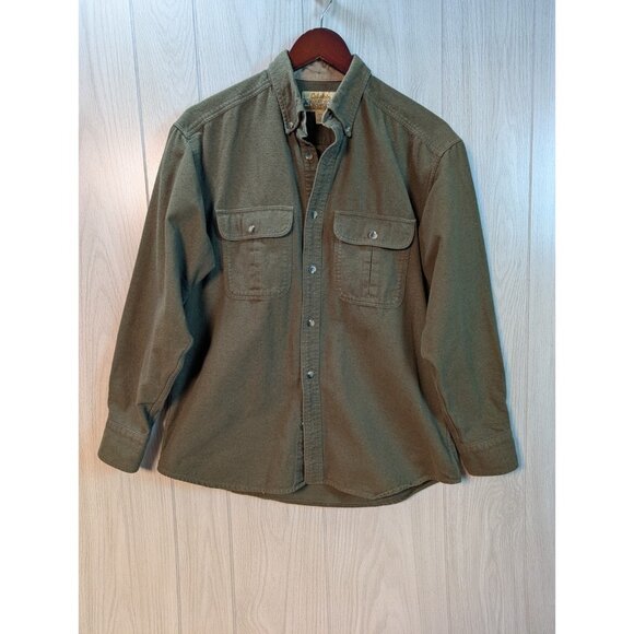 Cabela’s Deerskin Soft Chamois Heavyweight Green Long Sleeve Shirt Medium Reg - Picture 1 of 6